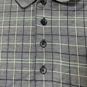 Descente Mercerized Egyptian Cotton Golf Polo Gray‎ Plaid Checks Men's Large
